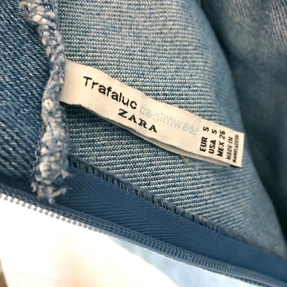 ZARA Ruffled Bow Denim Mini Skirt Size 5 - Picture 6 of 9